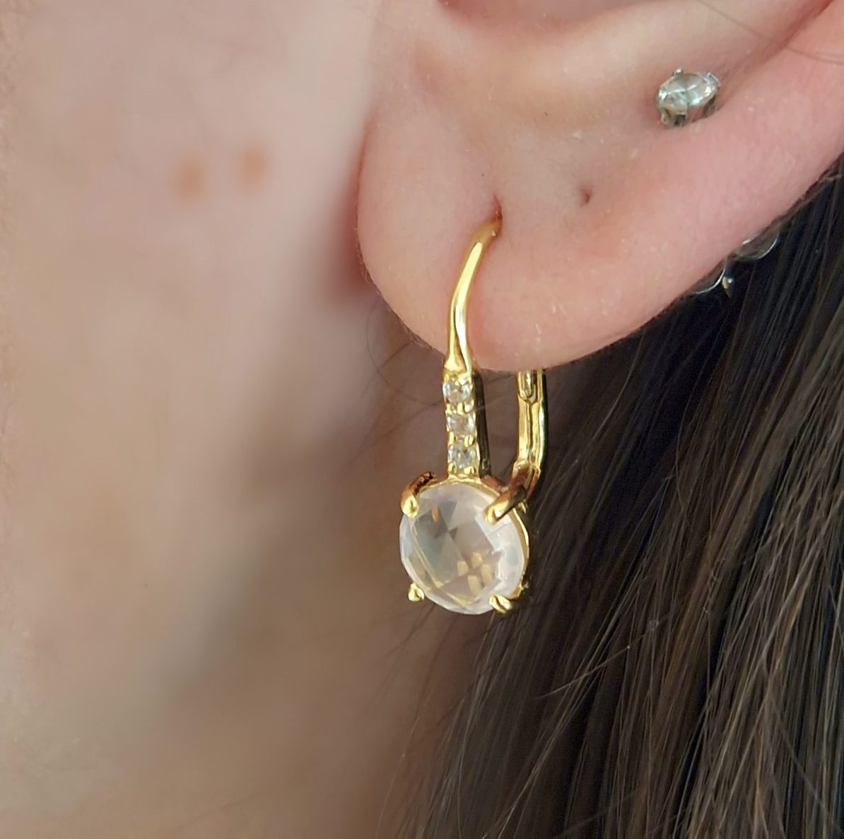 Boucles d'oreilles Pompon quartz rose gold