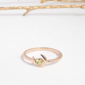 Bague Starmoon argent doré or rose et péridot