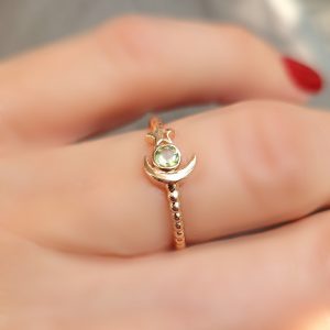 Bague Starmoon argent doré or rose et péridot