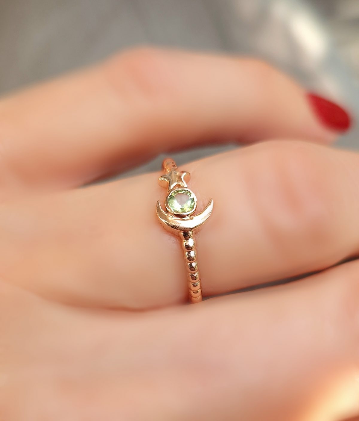 Bague Starmoon argent doré or rose et péridot