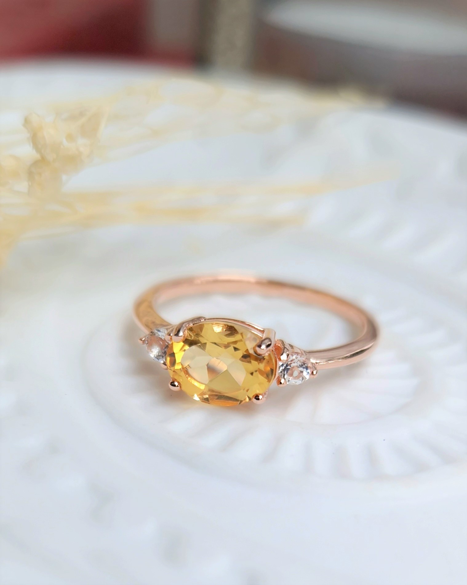 Bague Délicieuse argent doré or rose et citrine