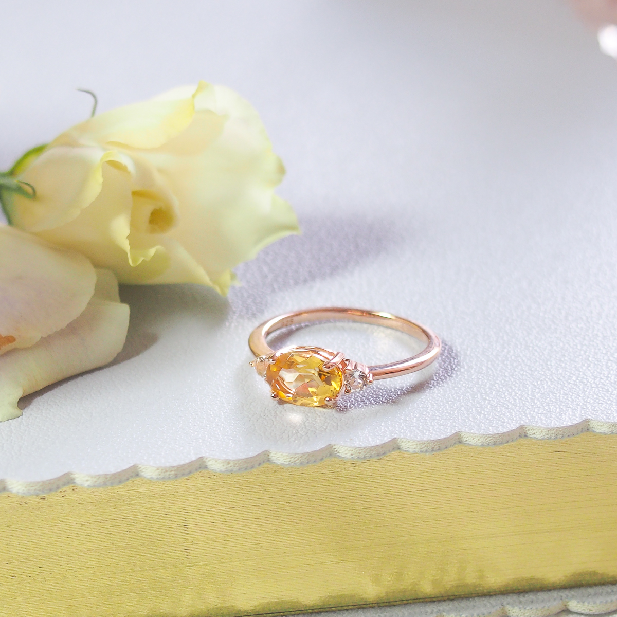 Bague Délicieuse argent doré or rose et citrine