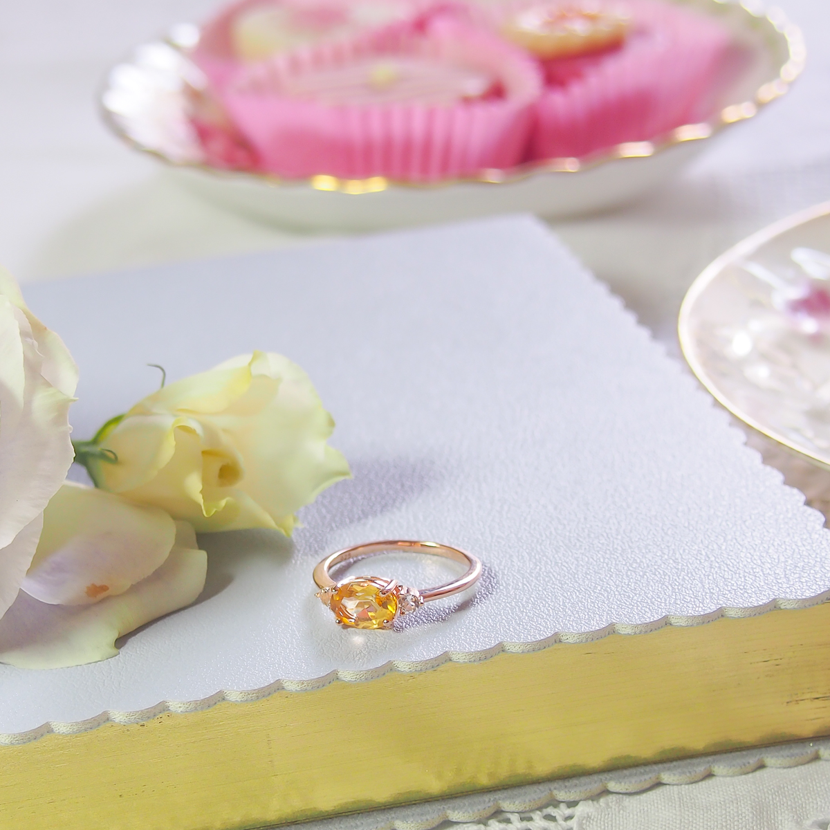 Bague Délicieuse argent doré or rose et citrine