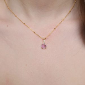 Pendentif Pompon pavage améthyste lavande gold