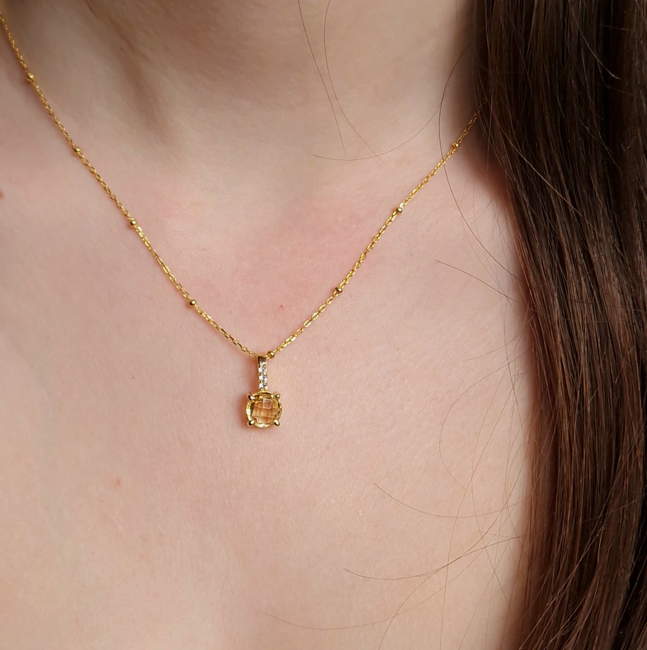 Pendentif Pompon pavage citrine gold