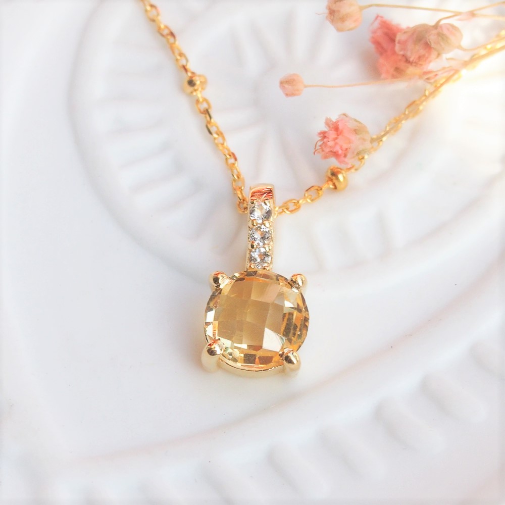 Pendentif Pompon pavage citrine gold