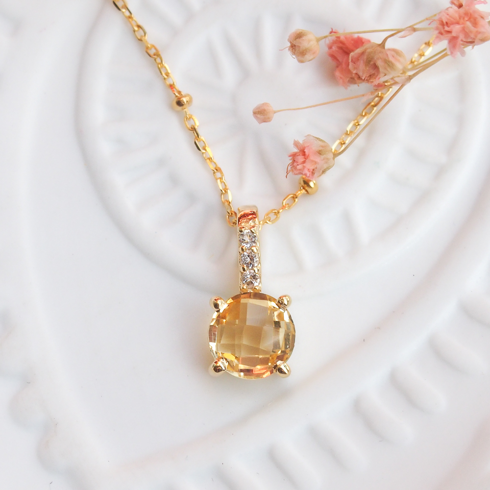Pendentif Pompon pavage citrine gold