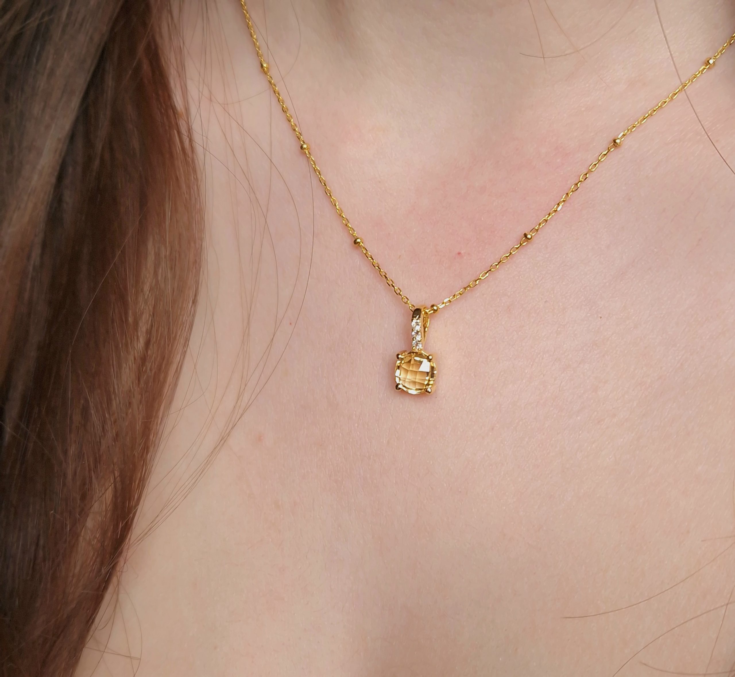 Pendentif Pompon pavage citrine gold