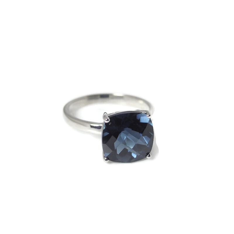Bague Solitaire argent 925 rhodié et topaze blue london Bague Solitaire argent 925 rhodié et topaze blue london