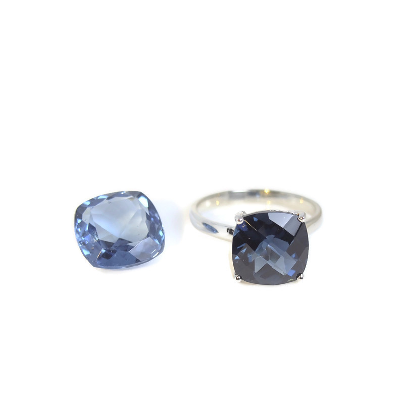 Bague Solitaire argent 925 rhodié et topaze blue london Bague Solitaire argent 925 rhodié et topaze blue london