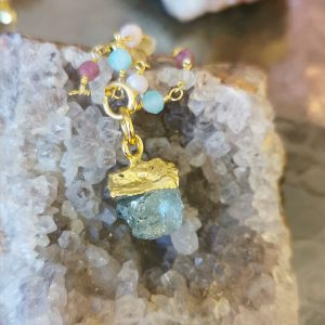 Collier chapelet Esprit Libre aigue marine