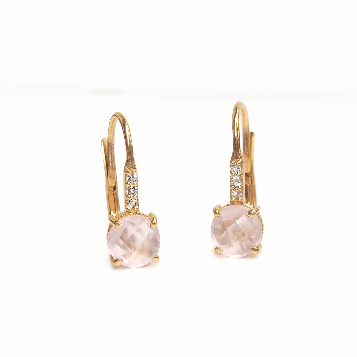 Boucles d’oreilles Pompon pavage quartz rose