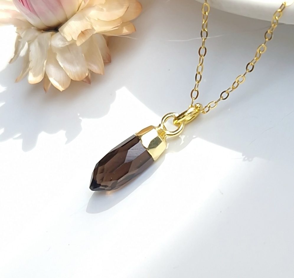 Pendentif Tiny cristal quartz fumé