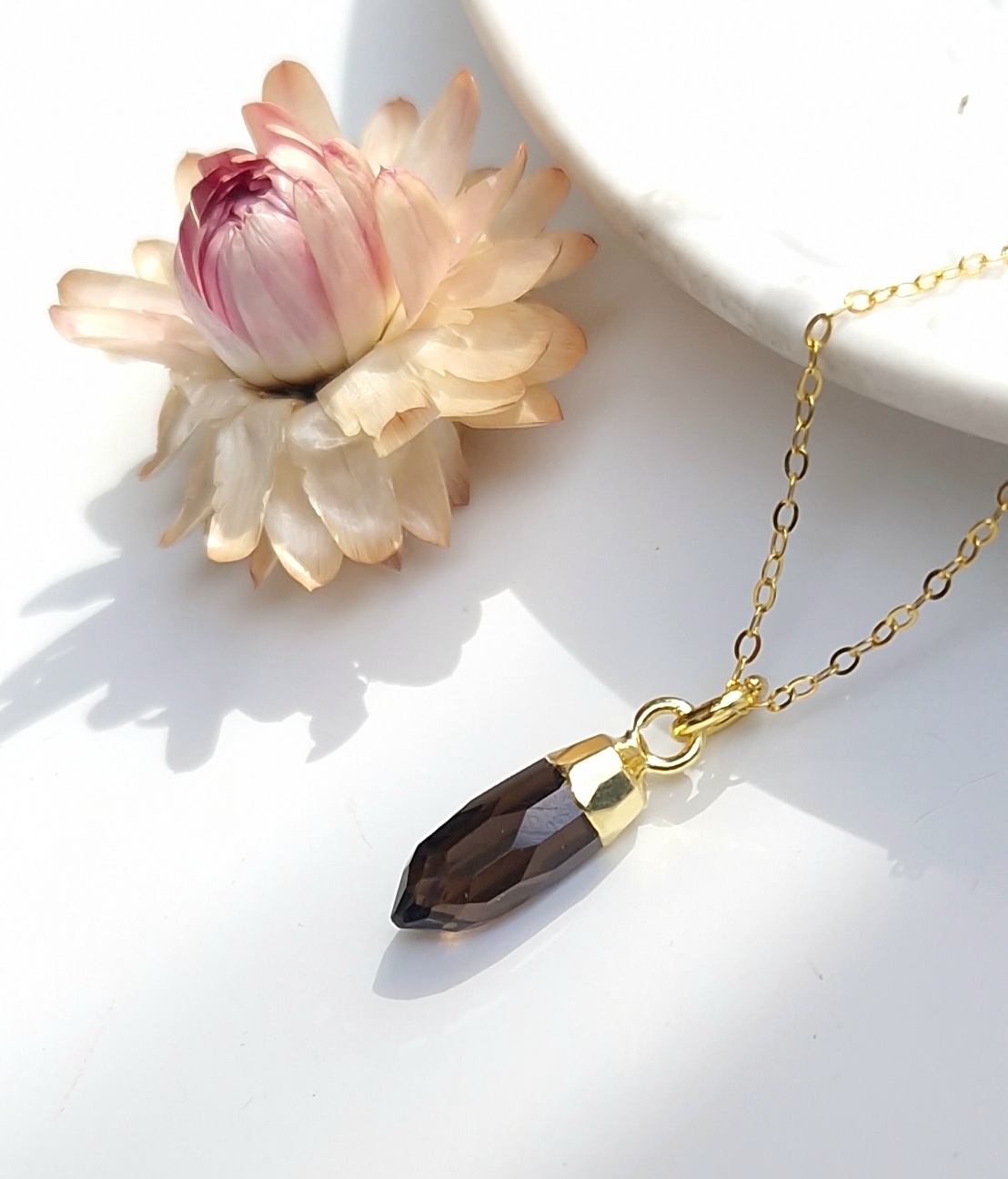 Pendentif Tiny cristal quartz fumé