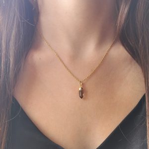 Pendentif Tiny cristal quartz fumé AlexBok création bijoux pierre naturelle