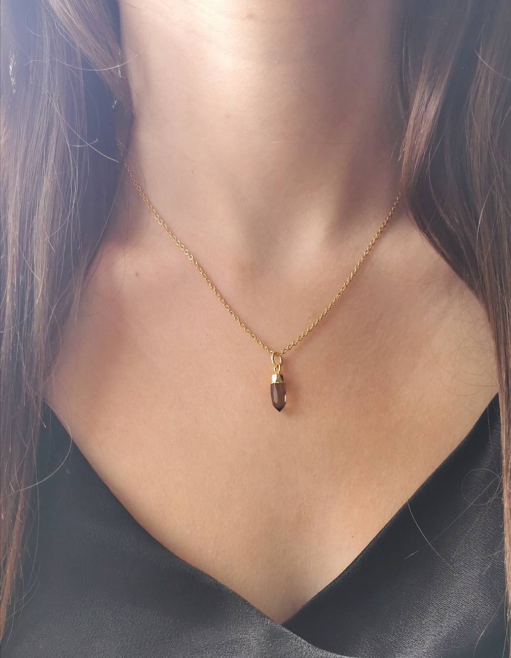 Pendentif Tiny cristal quartz fumé