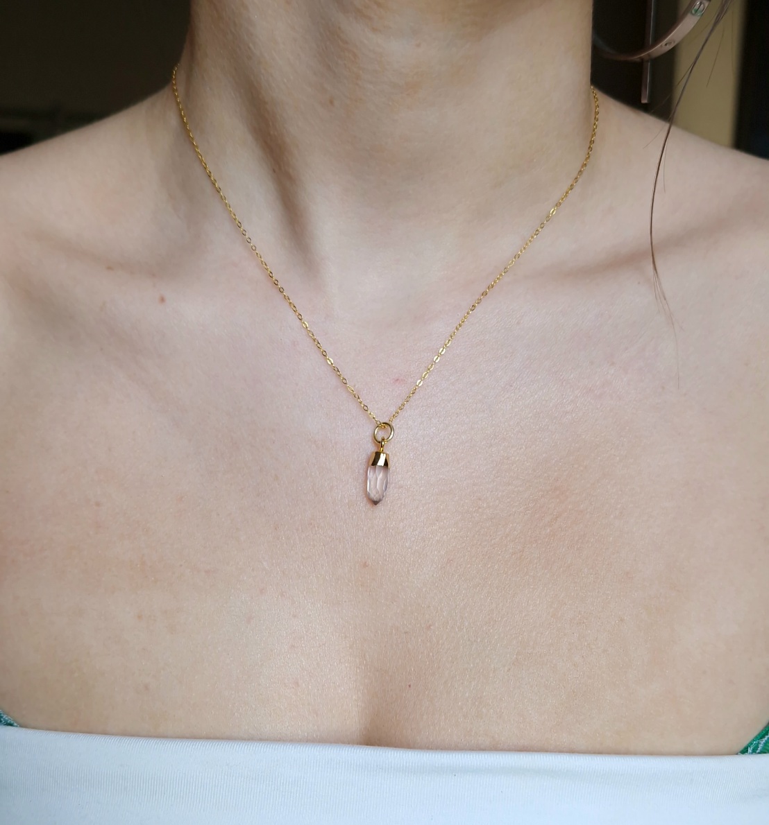 Collier Tiny pendant cristal quartz rose