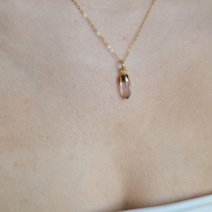 Collier Tiny pendant cristal quartz rose