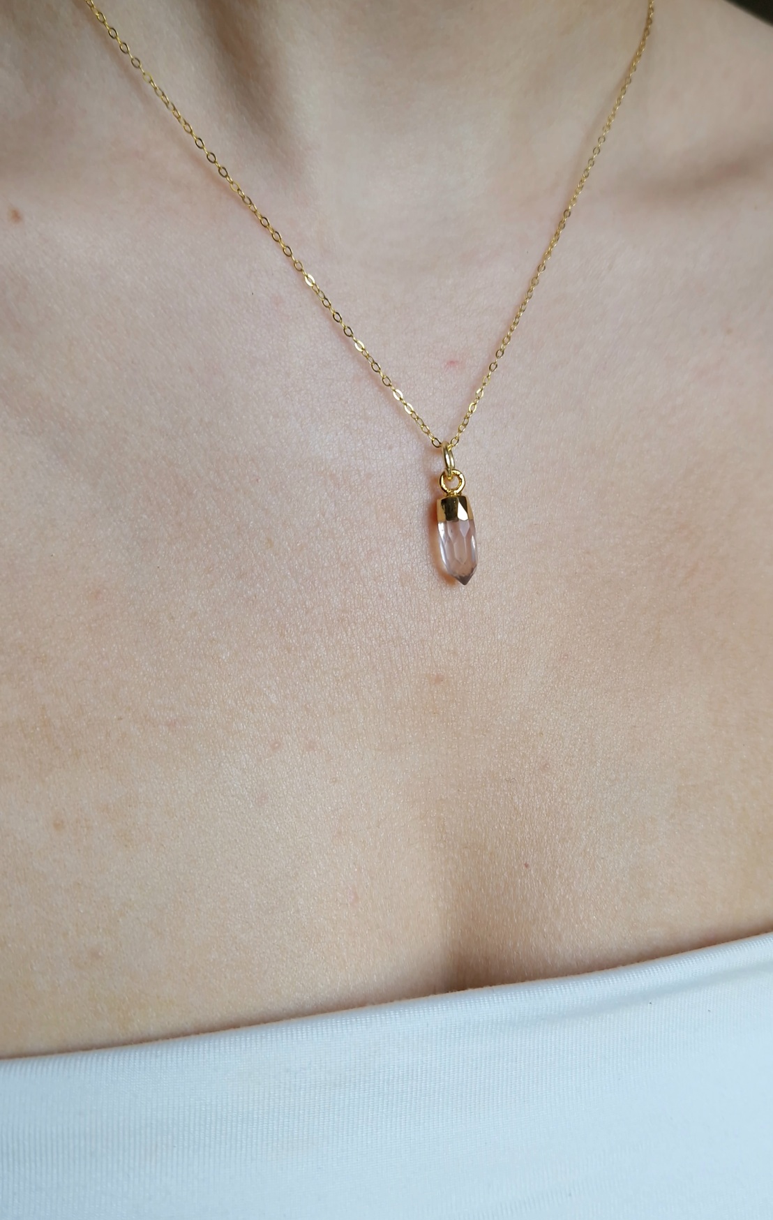 Collier Tiny pendant cristal quartz rose