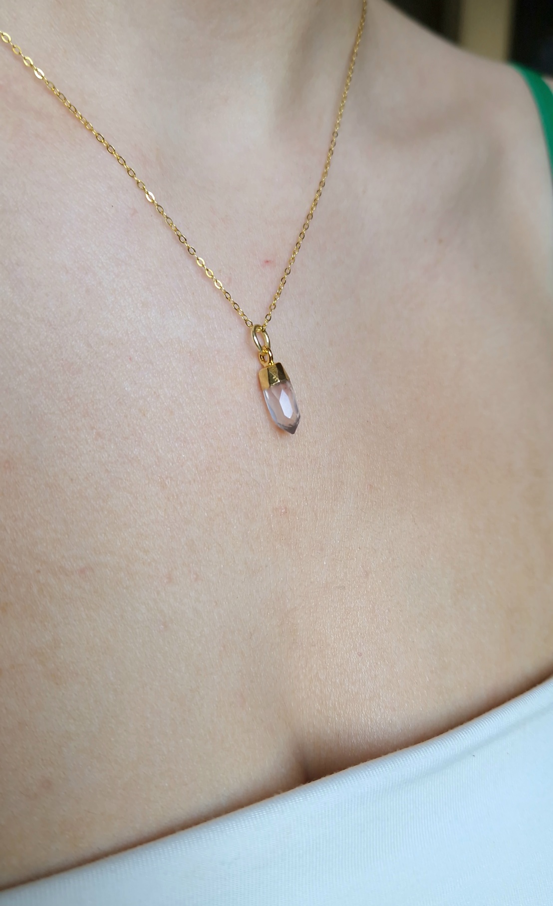 Collier Tiny pendant cristal quartz rose