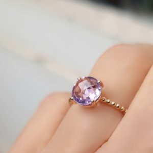 Bague Pompon améthyste lavande