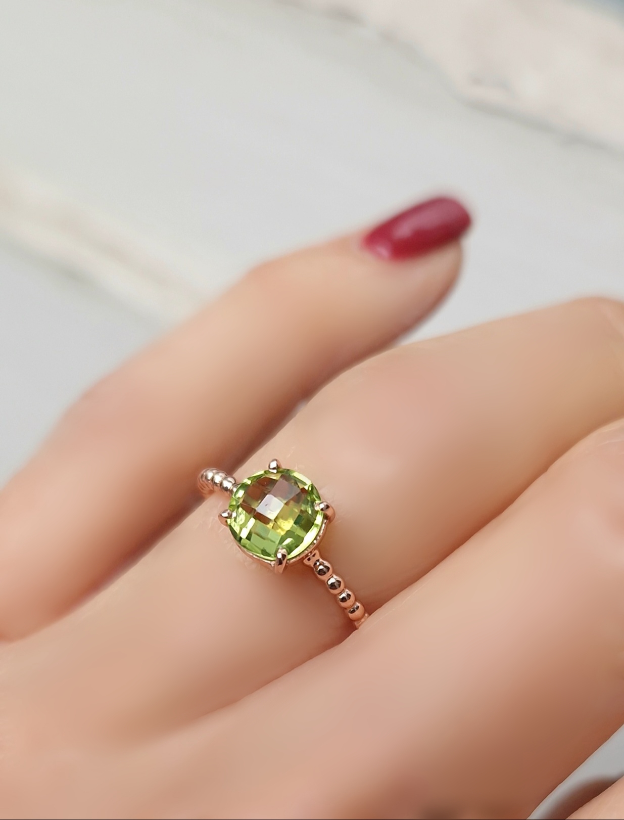 Bague Pompon  péridot