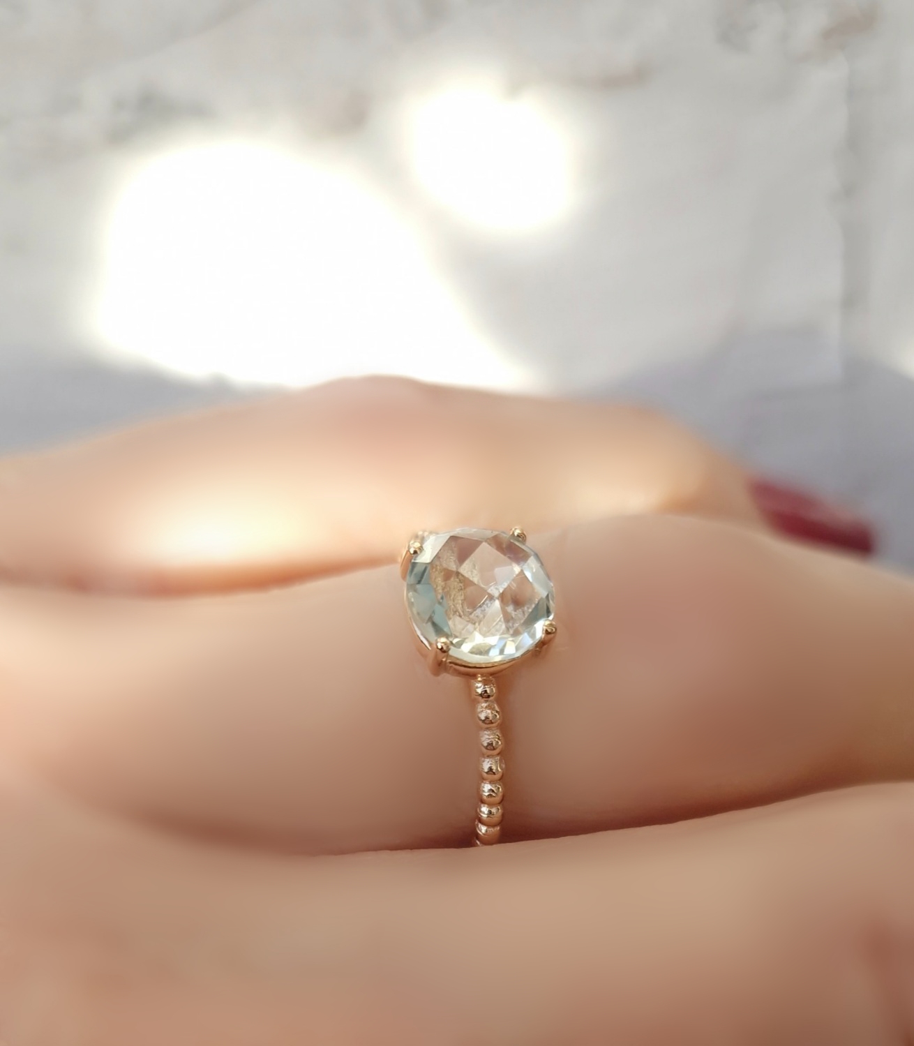 Bague Pompon prasiolite