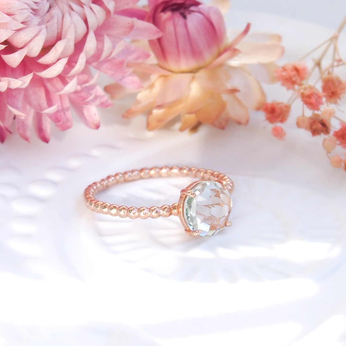 Bague Pompon prasiolite