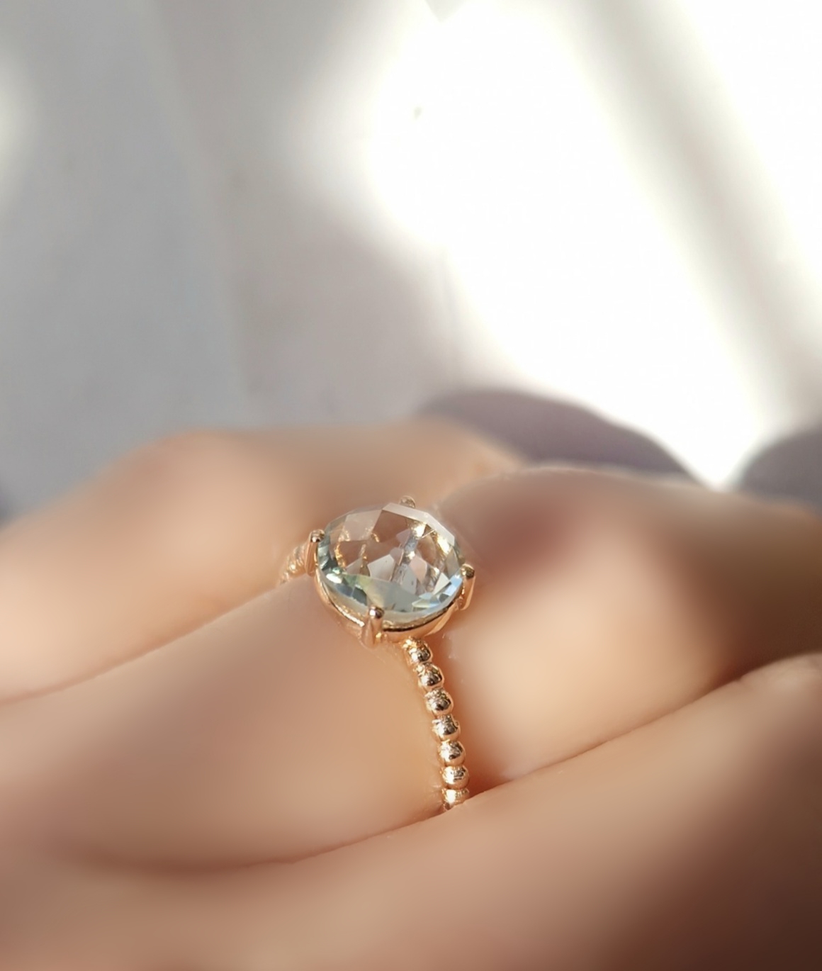 Bague Pompon prasiolite