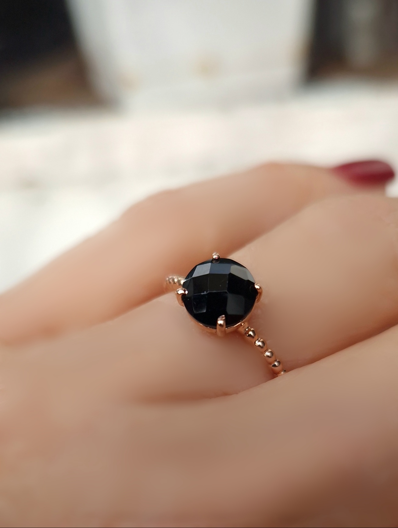 Bague Pompon spinelle noir