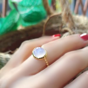 Bague Galet calcédoine bleue