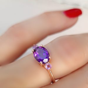 Bague Délicieuse argent doré or rose et améthyste