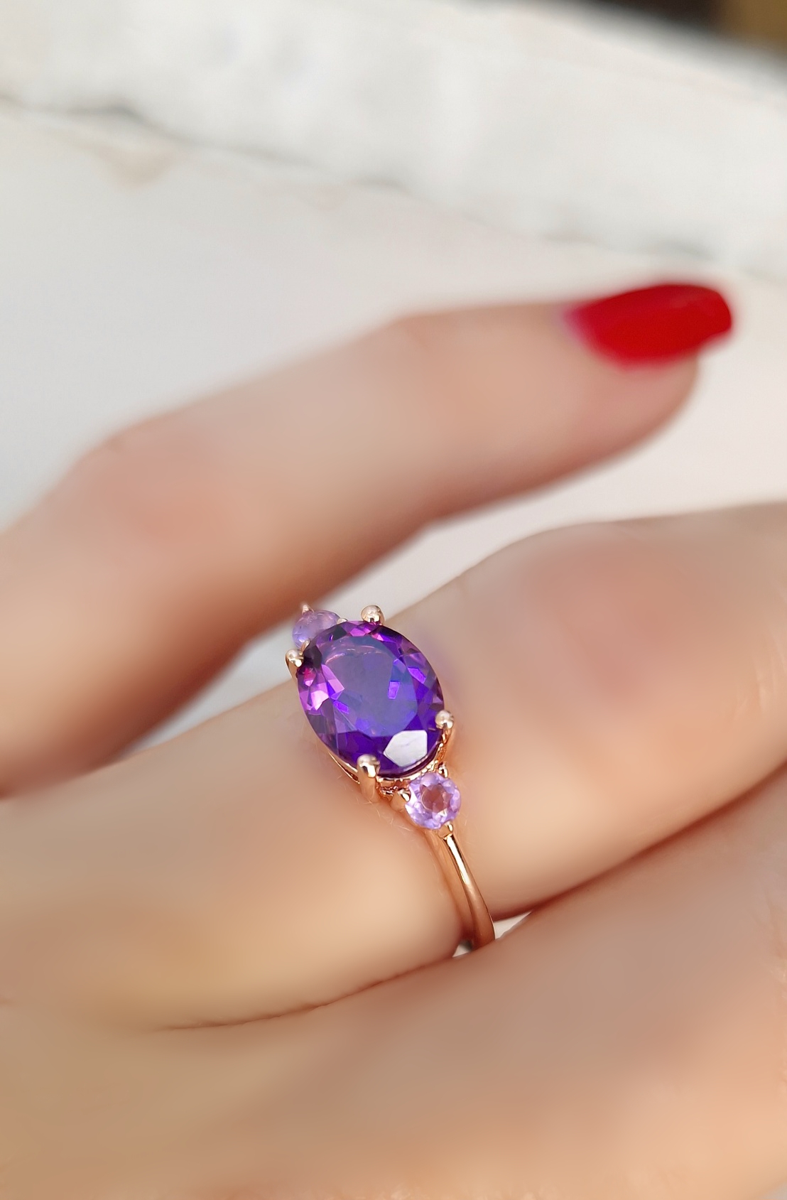 Bague Délicieuse argent doré or rose et améthyste