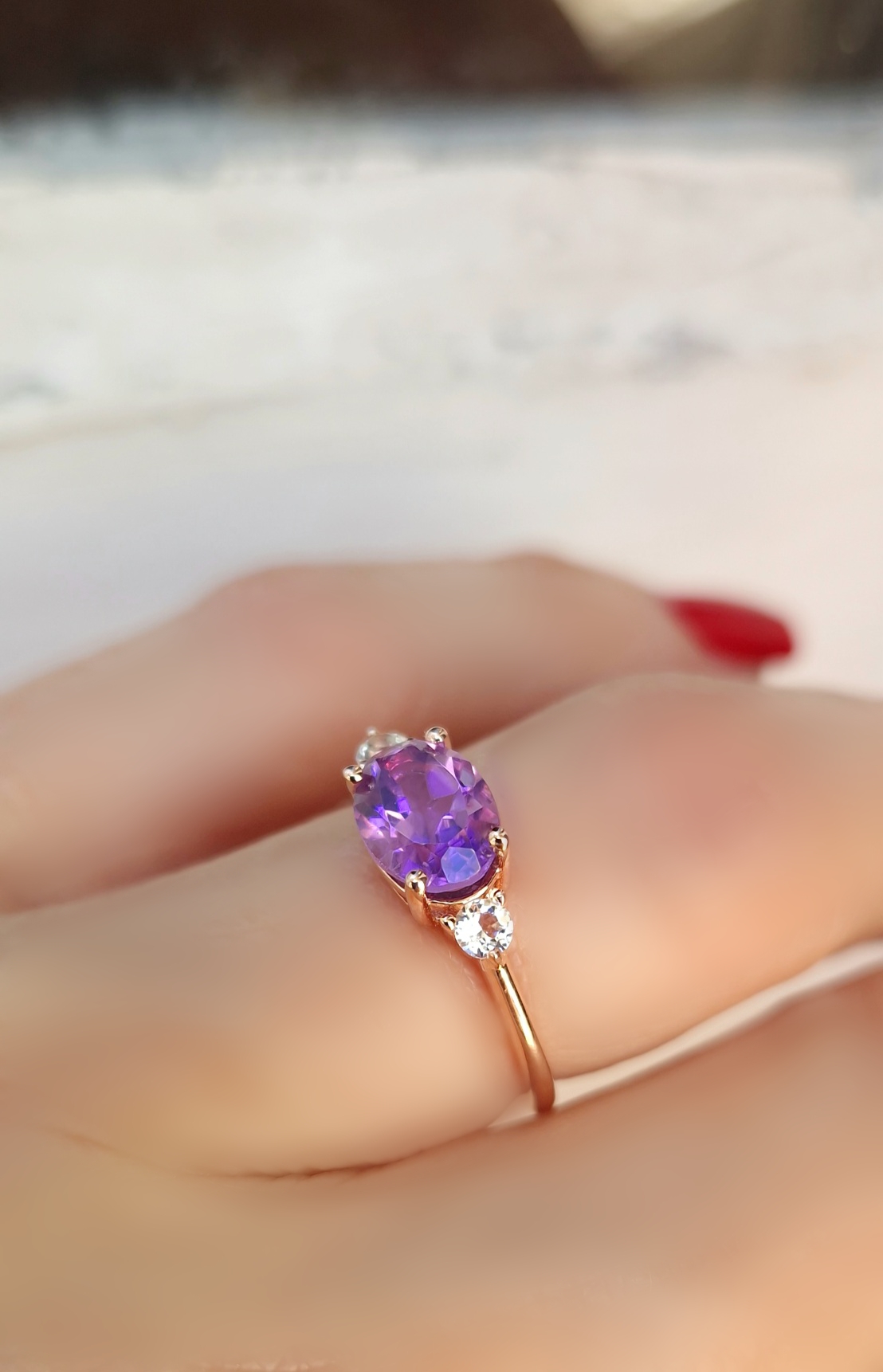 Bague Délicieuse argent doré or rose et améthyste lavande