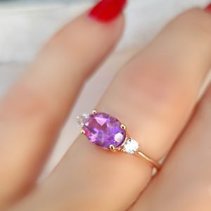 Bague Délicieuse argent doré or rose et améthyste lavande