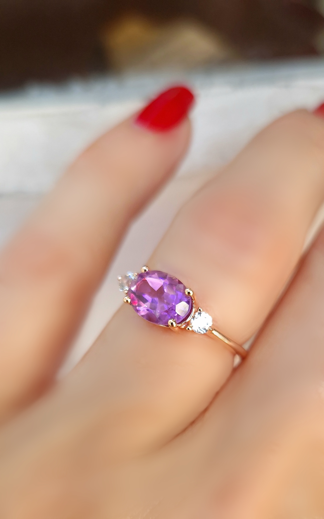 Bague Délicieuse argent doré or rose et améthyste lavande