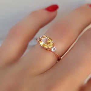 Bague Délicieuse argent doré or rose et citrine