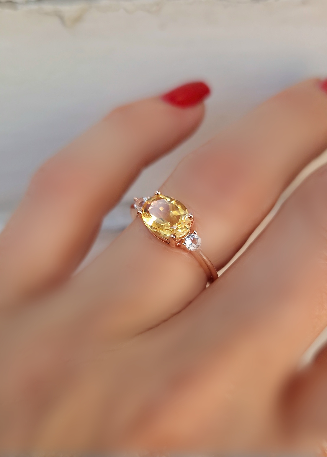 Bague Délicieuse argent doré or rose et citrine