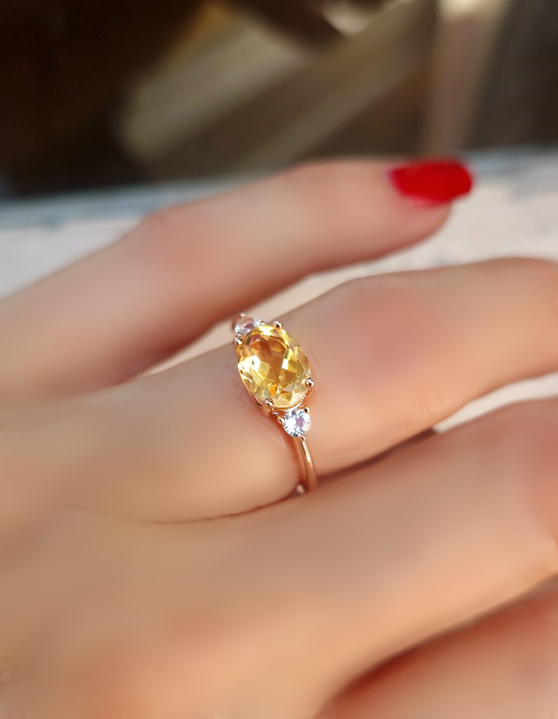 Bague Délicieuse argent doré or rose et citrine