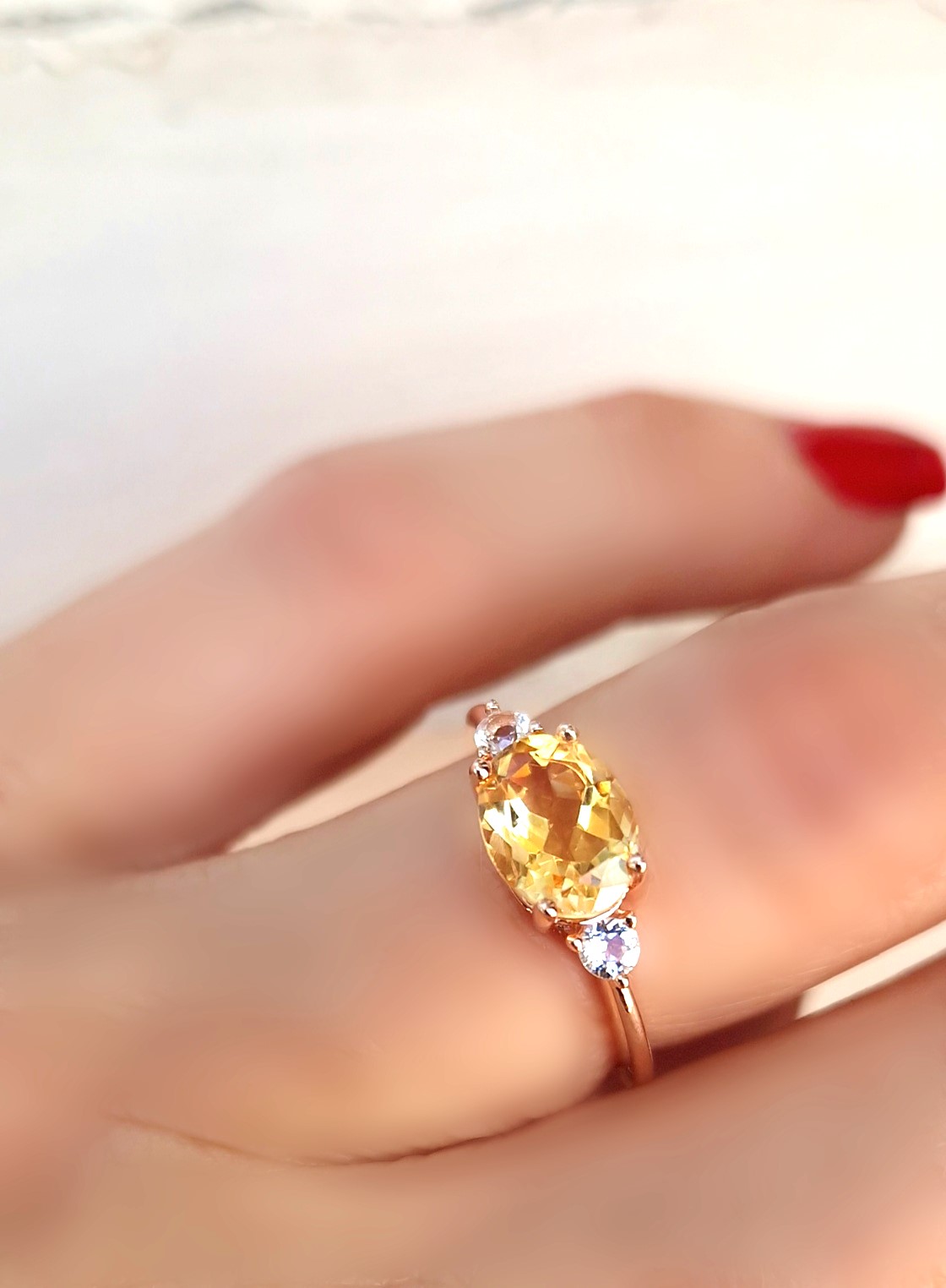 Bague Délicieuse argent doré or rose et citrine