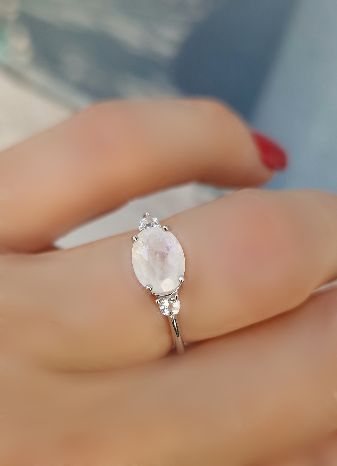 Bague Délicieuse argent 925 rhodié pierre de lune