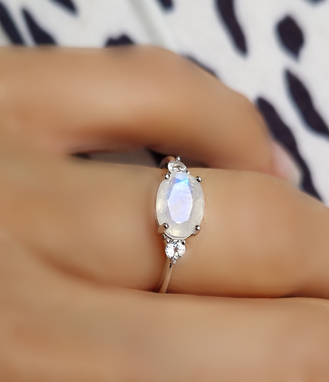 Bague Délicieuse argent 925 rhodié pierre de lune