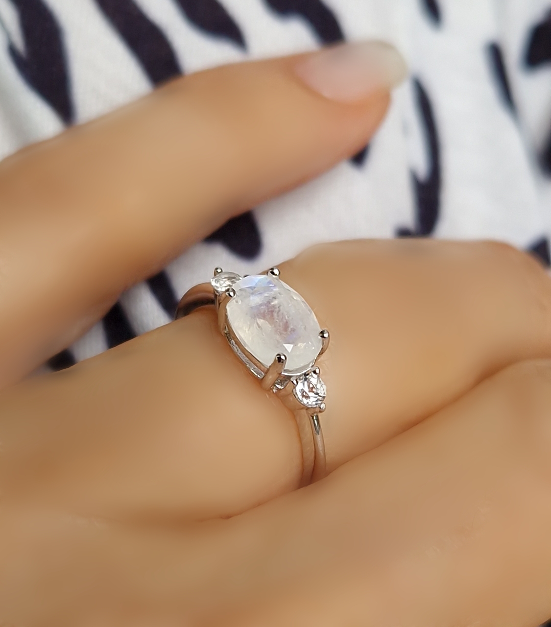 Bague Délicieuse argent 925 rhodié pierre de lune
