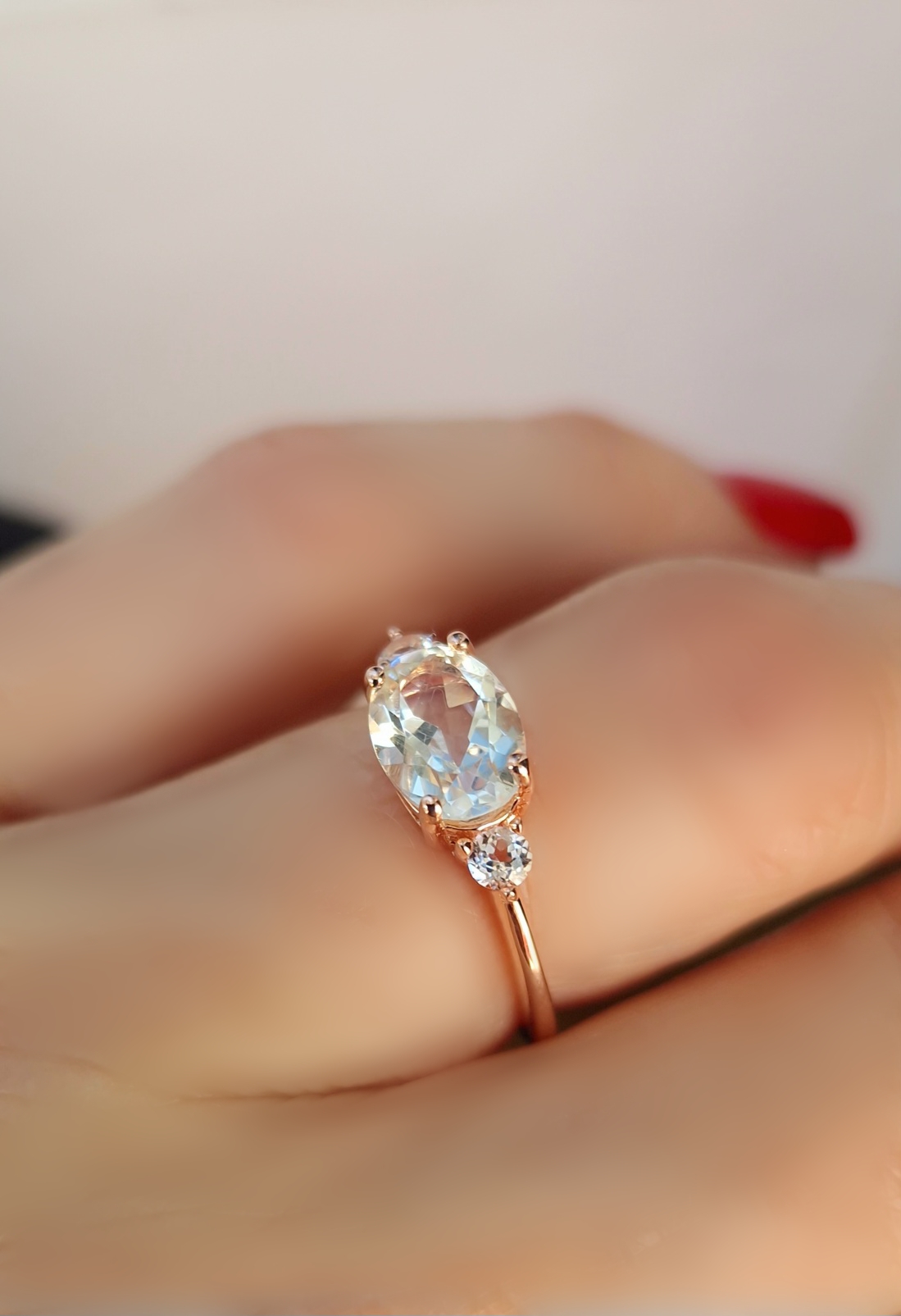 Bague Délicieuse argent doré or rose et prasiolite