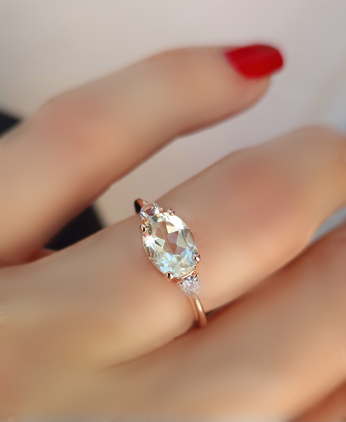 Bague Délicieuse argent doré or rose et prasiolite