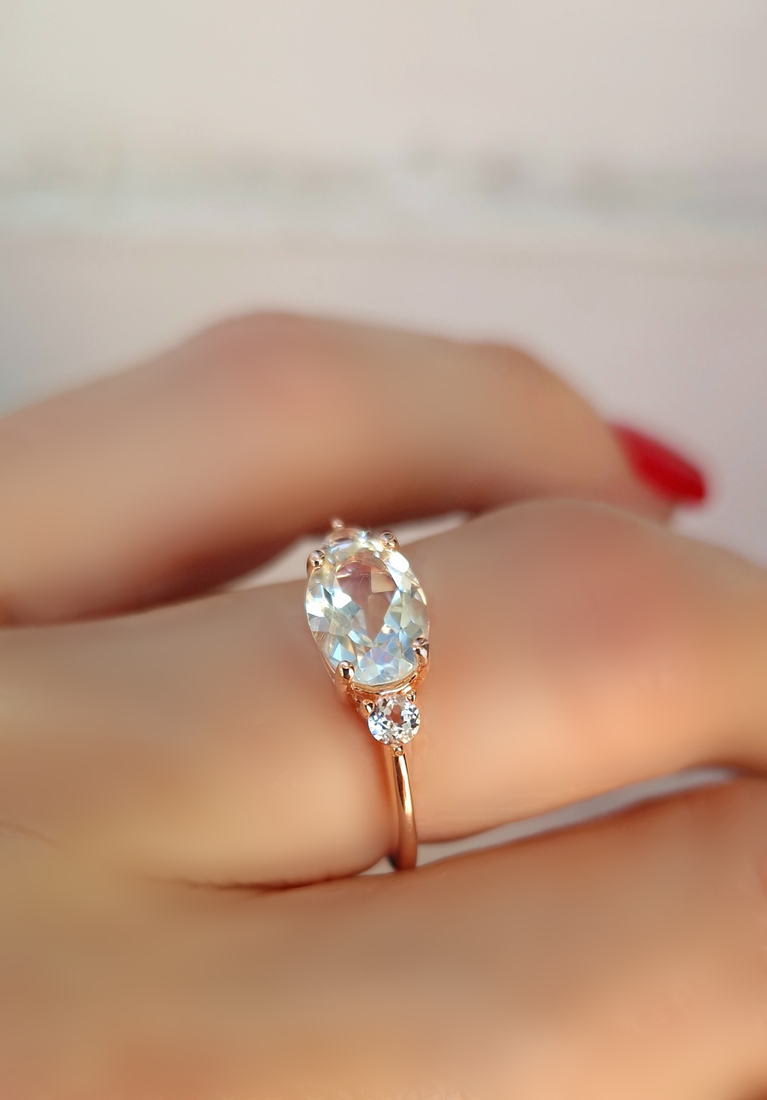 Bague Délicieuse argent doré or rose et prasiolite