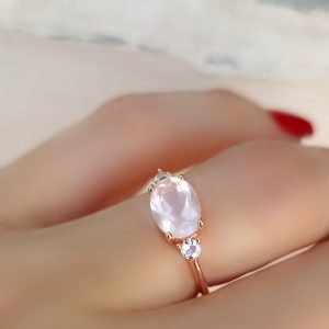Bagues Délicieuse argent doré or rose, et quartz rose