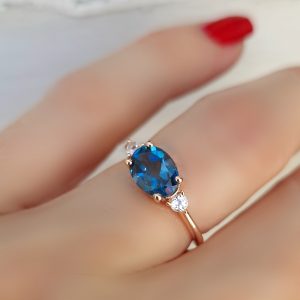 Bague Délicieuse argent 925 doré or rose et topaze blue london