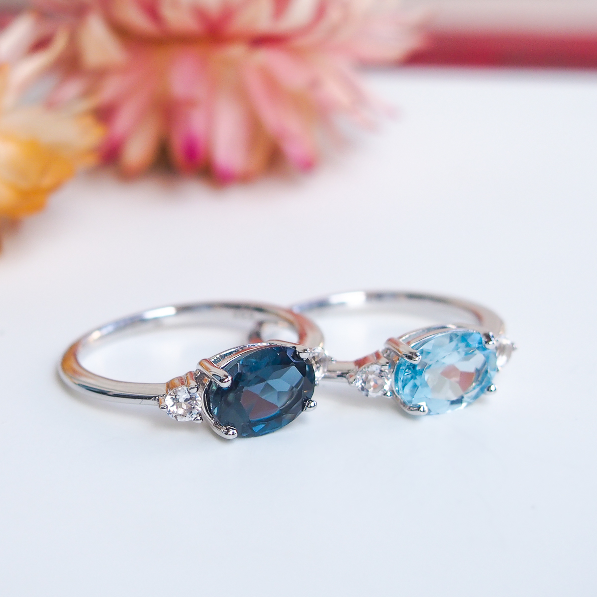Bagues Délicieuse argent 925 rhodié et topaze blue london et topaze bleue Bagues Délicieuse argent 925 rhodié et topaze blue london et topaze bleue