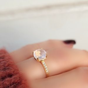Bague Pompon pavage diamant argent 925 doré or jaune et quartz rose